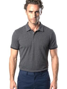 |•7 DIAMONDS•| Grey Polo Shirt Black Trim Size Large